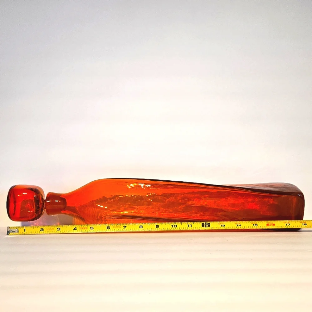 RARE VTG BLENKO Tangerine Twist Glass Decanter & Stopper MCM Artist Wayne Husted - Picture 13 of 13